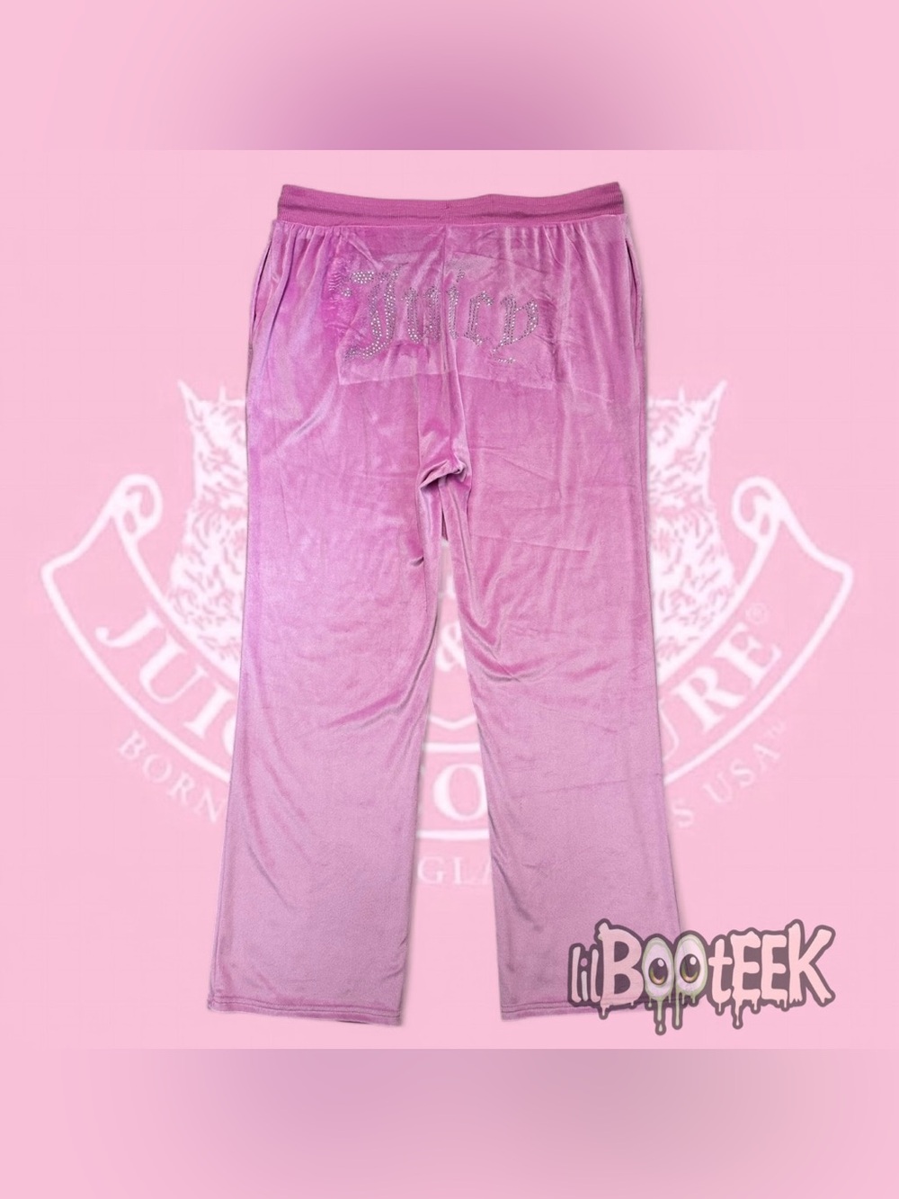 Juicy Couture XL Bling Rhinestone Velour Sweatpants Stellar Pink NEW Viral Y2K